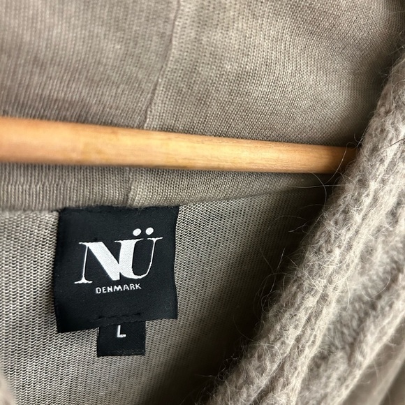 NU Denmark L Tan Cowl Neck Dress with Relaxed Fit- wool blend/collar angora/wool - Picture 4 of 13